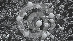 Cyclopentane molecule made with balls, conceptual molecular model. Chemical looping 3d animation