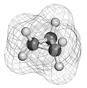 Cyclopropane cycloalkane molecule. Used as anaesthetic.
