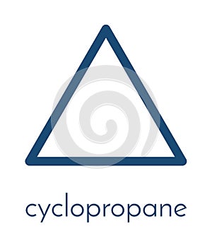 Cyclopropane cycloalkane molecule. Used as anaesthetic. Skeletal formula.