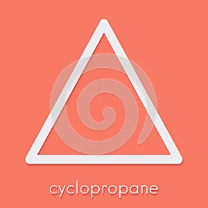 Cyclopropane cycloalkane molecule. Used as anaesthetic. Skeletal formula.