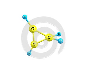 Cyclopropene molecular structure on white background