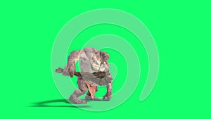 Cyclops Monster Green Screen Attacks Side Loop 3D Rendering Animation