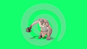 Cyclops Monster Green Screen Runs and Attacks 3D Rendering Animation