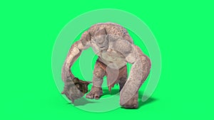 Cyclops Monster Green Screen Walkcycle Loop 3D Rendering Animation