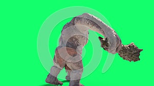 Cyclops Monster Green Screen Walks Back 3D Rendering Animation