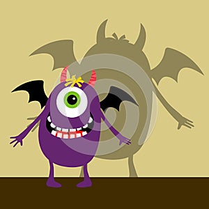 Cyclops violet happy monster