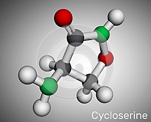 Cycloserine molecule. It is broad-spectrum antibiotic used in the treatment of tuberculosis and certain urinary tract infections