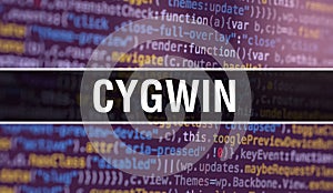 Cygwin with Abstract Technology Binary code Background.Digital binary data and Secure Data Concept. Software / Web Developer