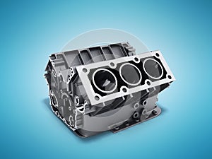 cylinder block from car with v6 engine 3d render on a blue background photo