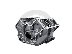 cylinder block from car with v6 engine 3d render on a white back photo