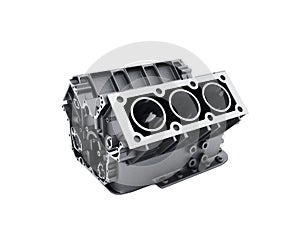 cylinder block from car with v6 engine 3d render on a white no s photo