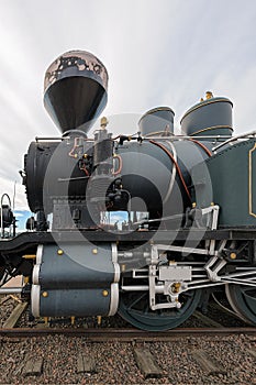 The cylinder, crosshead and pushrods of a finnish steam locomotive. photo