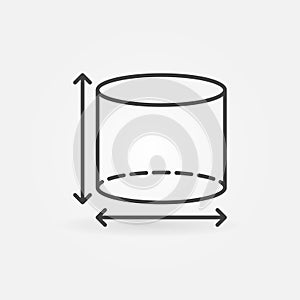 Cylinder Dimensions vector concept icon in thin line style