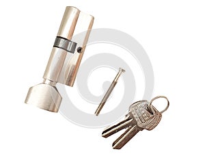 Cylinder door lock with keys