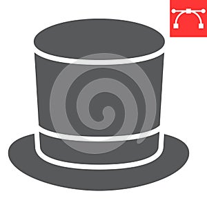 Cylinder hat glyph icon, clothing and classic, gentelman hat sign vector graphics, editable stroke solid icon, eps 10.