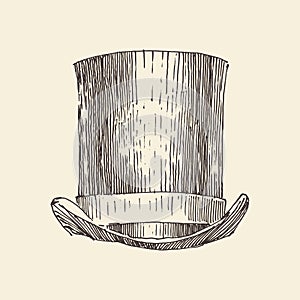 Cylinder hat, vintage engraved illustration