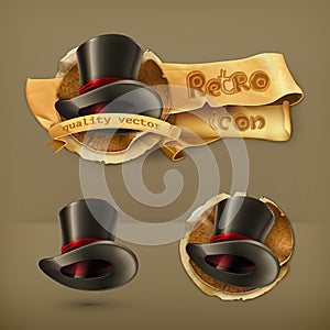 Cylinder hats, vector icons