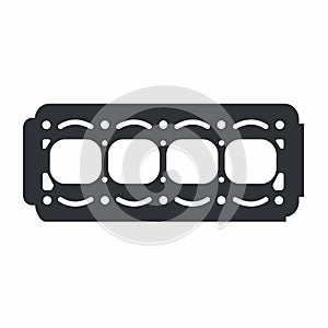 Cylinder head. Cylinder head gasket. Vector icon isolated on white background.