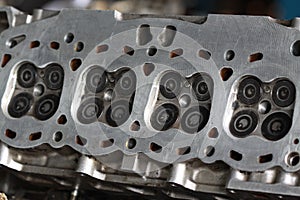 Cylinder head of the engine and damaged from industry work, removed cylinder head for inspect and replace intake and exhaust valve