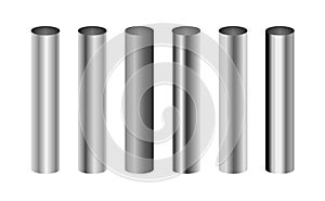 Cylinder metal aluminum pipe chrome bar. Metal pole vector steel aluminium iron pipe