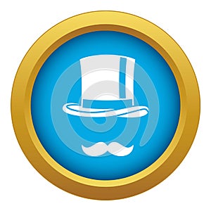 Cylinder and moustaches icon blue vector isolated