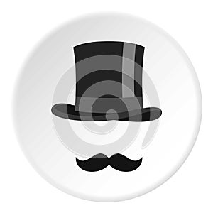 Cylinder and moustaches icon circle