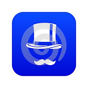 Cylinder and moustaches icon digital blue