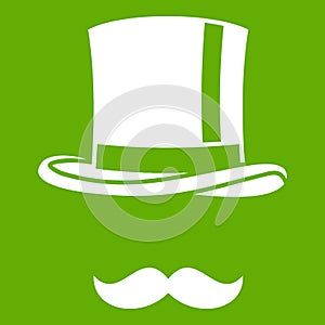 Cylinder and moustaches icon green