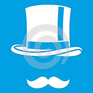 Cylinder and moustaches icon white