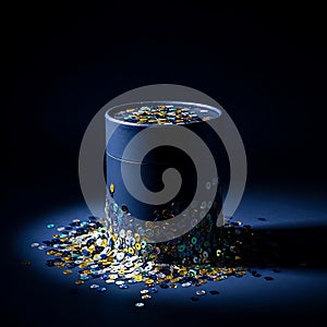 Cylinder with Sequins Spilling Out