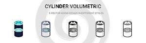 Cylinder volumetric icon in filled, thin line, outline and stroke style. Vector illustration of two colored and black cylinder