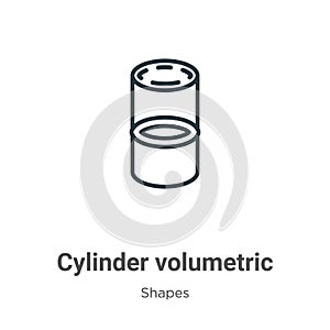 Cylinder volumetric outline vector icon. Thin line black cylinder volumetric icon, flat vector simple element illustration from