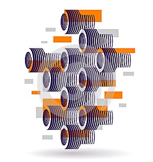Cylinders pattern vector abstract 3D isometric background, geometric wallpaper with rhythmic structure, construction theme,