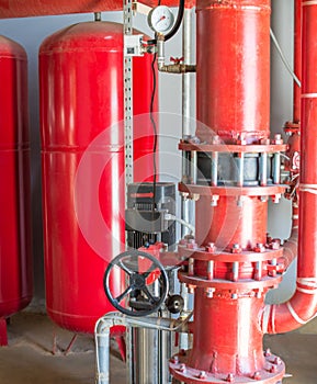 Cylinders and pipe fittings of industrial extinguishing system.