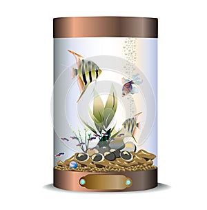 Cylindric bronze aquarium