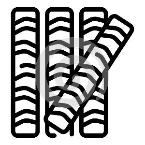 Cylindric wafer sticks icon outline vector. Crisp dough straws