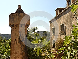 Cylindrical chimneys Fumar fumari on Lastovo island, Croatia photo