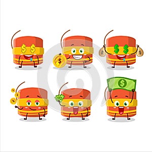 Cylindrical firecracker cartoon character with cute emoticon bring money