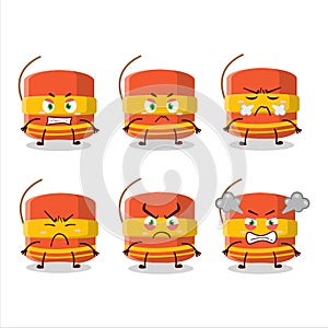 Cylindrical firecracker cartoon character with various angry expressions