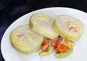 Cylindrical glutinous rice cakes photo