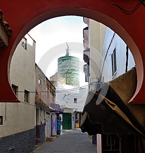 The only cylindrical minaret of Morocco, Moulay Idriss Zerhoun