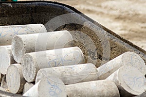 Cylindrical mortar concrete dry specimens