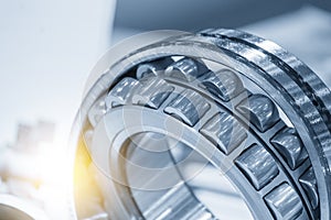 The cylindrical rolling bearing parts in light blue scene