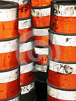 Cylindrical warning bollards photo