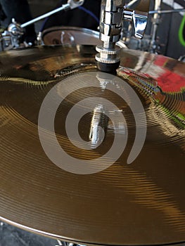 Cymbal with graffiti reflection photo