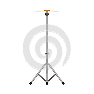 Cymbal stand musical sound flat icon drum band kit vector icon. Instrument rock bass live acoustic audio