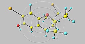 Cymobarbatol molecular structure isolated on grey background