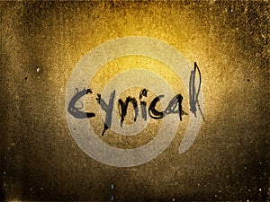 cynical word written in rough and grunge style text font letter alphabet texture