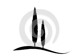 Cypress icon. Simple illustration of cypress vector icon for web. Italian silhouette cypress trees the typical tuscan landscape. V