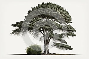 Cypress Tree On A White Background. Generative AI